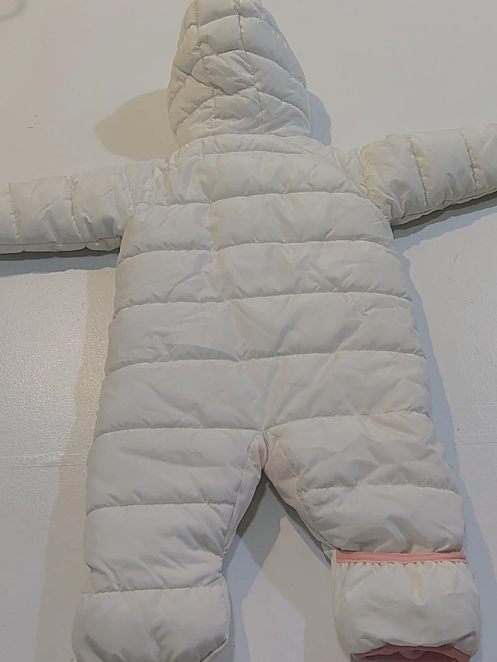 Nike Snowsuit Baby 12 Months White One Piece Fleece Lined Bunting Puffer Hooded